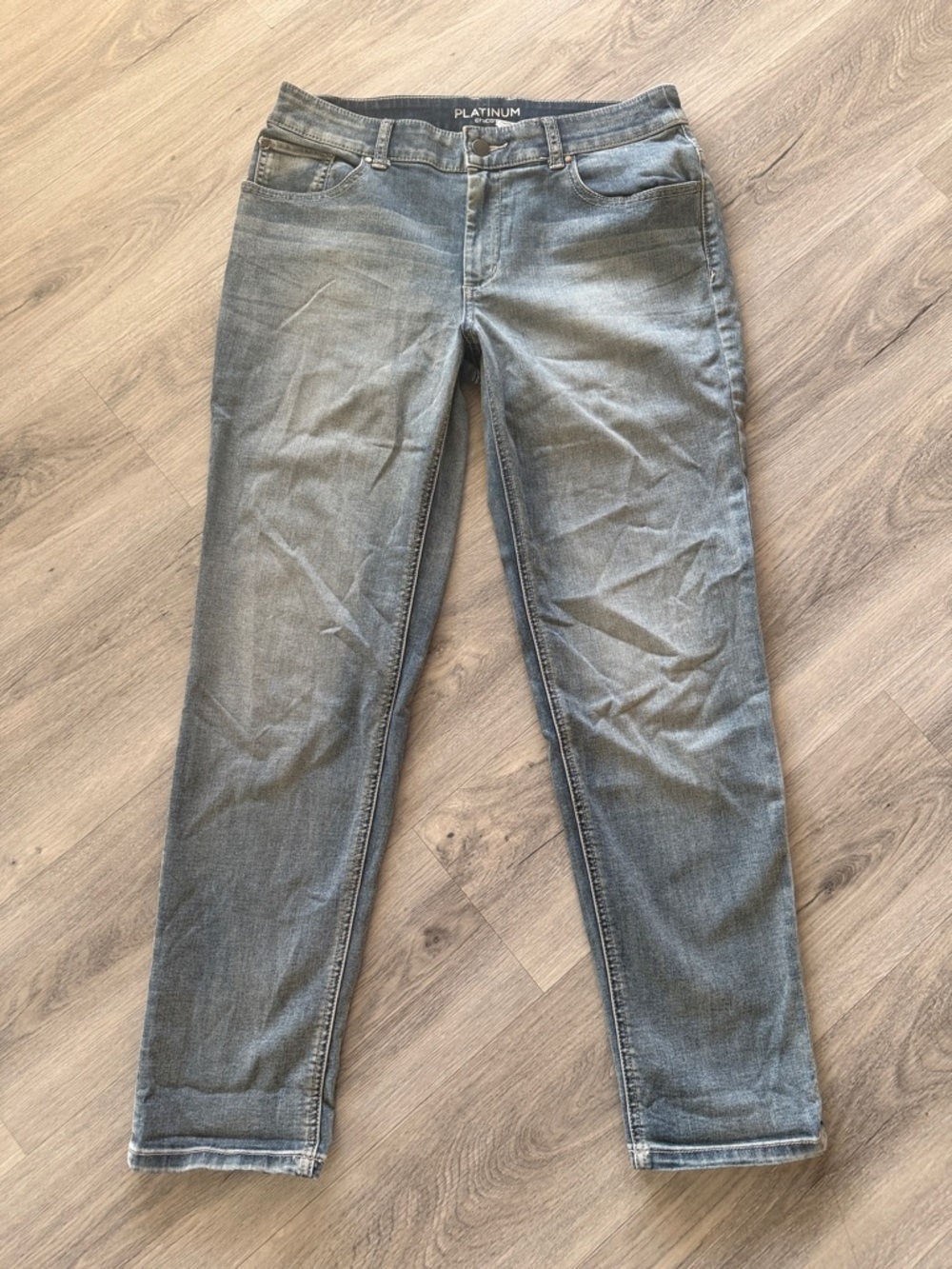 Chico's PLATINUM Dark and Light Blue Two-Tone Denim Jeans